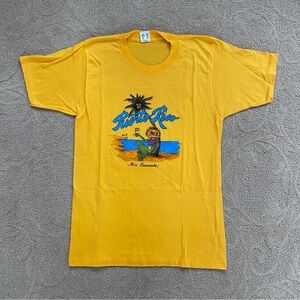 Vintage 80s Puerto Rico T Shirt Frog Single Stitch Yellow America Large USA